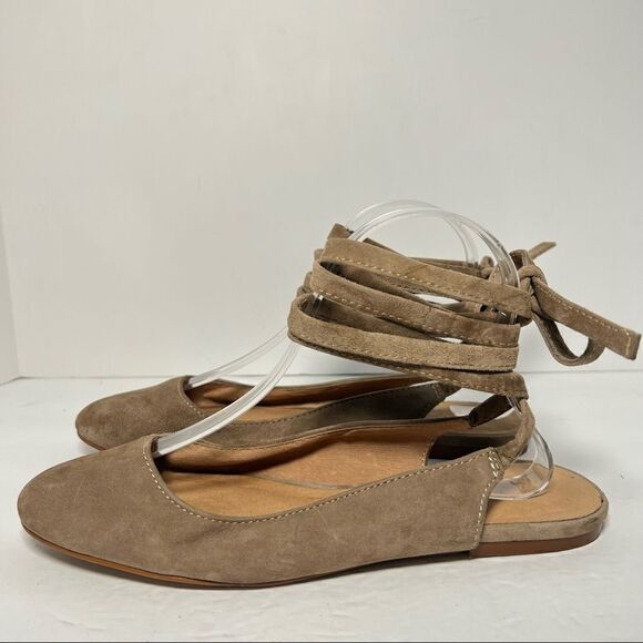 Madewell Womens April Suede Taupe Lace Up Ballet Flats 7.5 - Picture 3 of 11